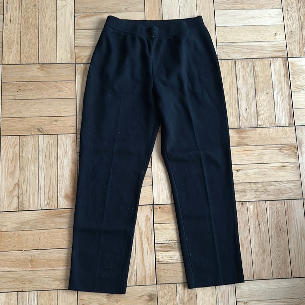 Theory Wool Sweater Cigarette Trousers Pants Black 2
